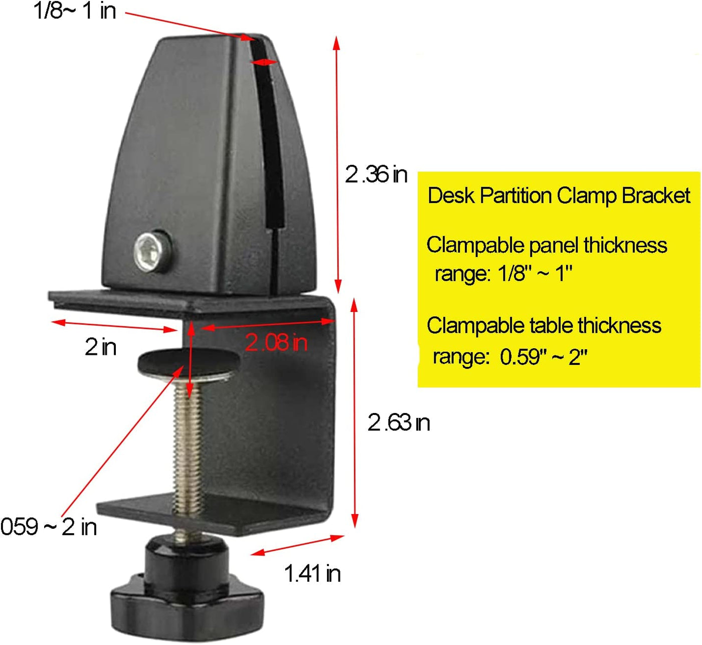 Sneeze Guard Support Clamp for 1/8" to 1"