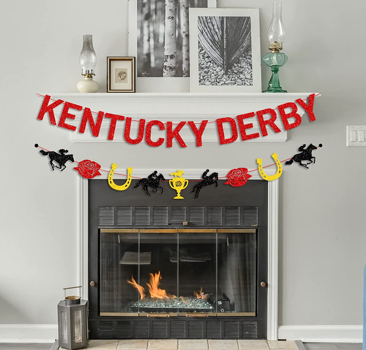 Glittery Kentucky Derby Banner Horse Racing