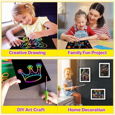 QXNEW Scratch Paper Art Gifts: Rainbow Scratch off Art-Craft