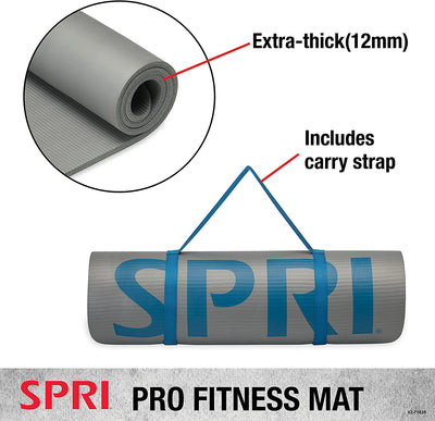 12Mm Pro Fitness Matt - Thick Exercise Mat for Floor Workouts, Sit-Ups