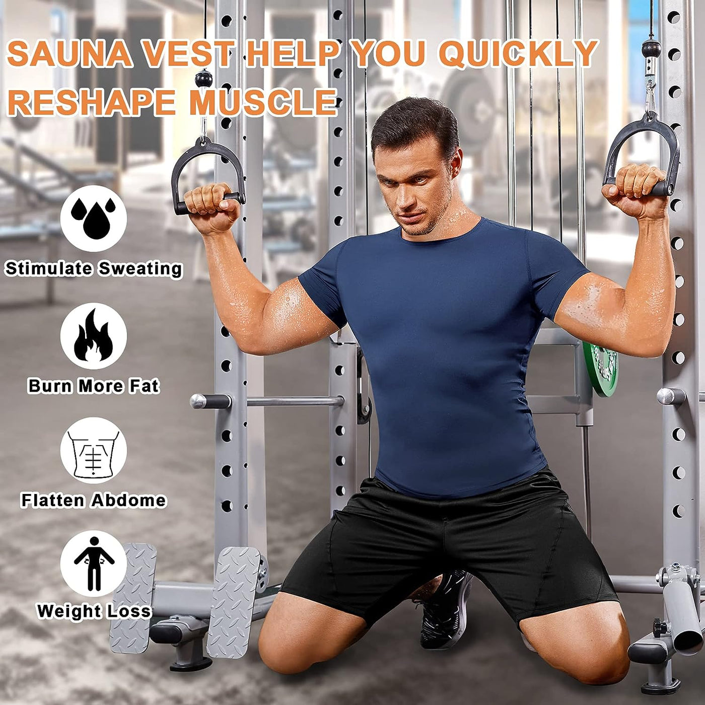 Men Sauna Sweat Vest Heat Trapping Compression Shirts Gym