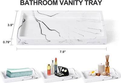 Bathroom Accessory Set, 4 Pcs Marble Look Bathroom