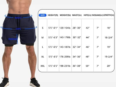 Mens 2 in 1 Workout Running Shorts Athletic Yoga Gym 7" Short