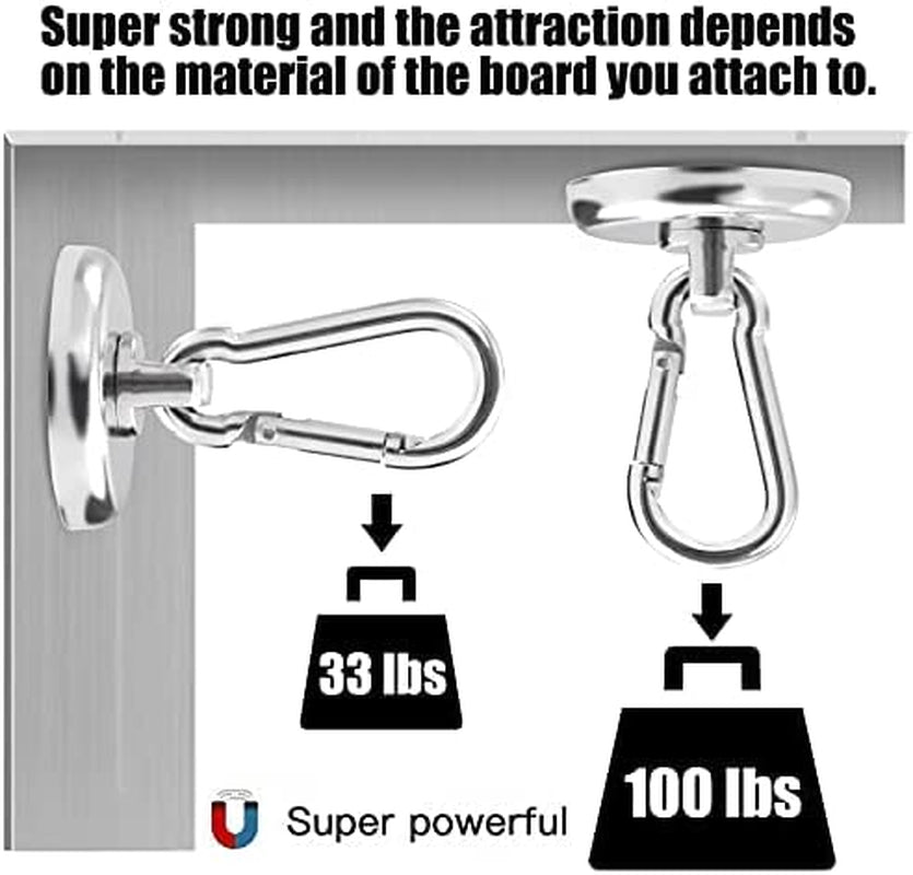 Strong Magnetic Hooks, 100LBS 4 Pack Heavy Duty Neodymium