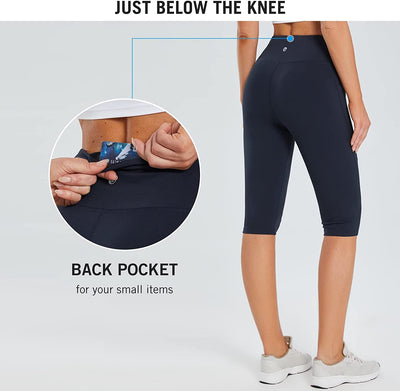 Women'S Knee Length Capri Leggings with Pockets for Casual