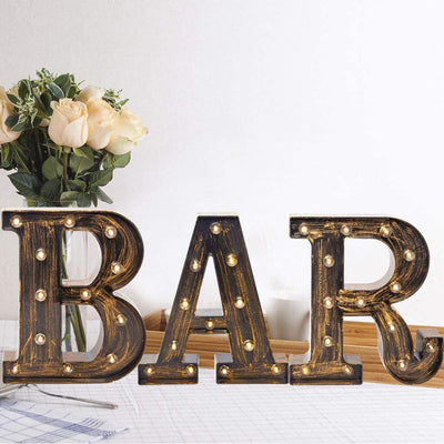 Light up BAR Sign, LED Vintage Letters Home Decor