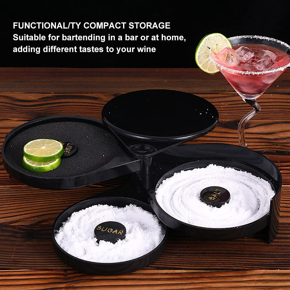 3-Tier Bar Juice Cocktail Seasoning Box Rimmers