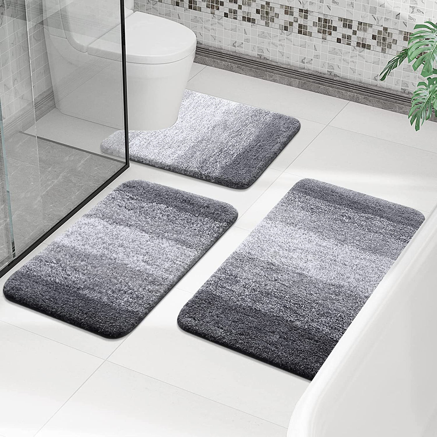 Luxury Bathroom Rug Set 2 Piece, Soft Absorbent