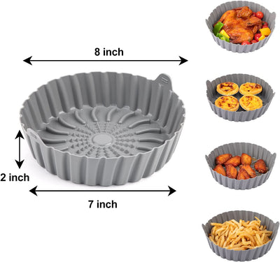 Air Fryer Liner, 7 Inch~8 Inch Reusable Silicone round