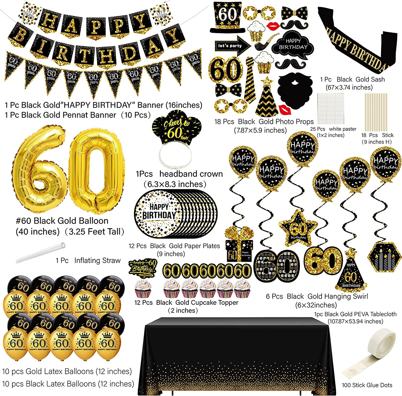 60Th Birthday Decorations for Men Women