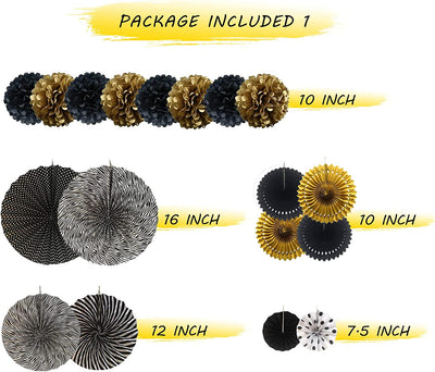 Fiesta Party Decorations 34 Pcs,Black & Gold Mexican