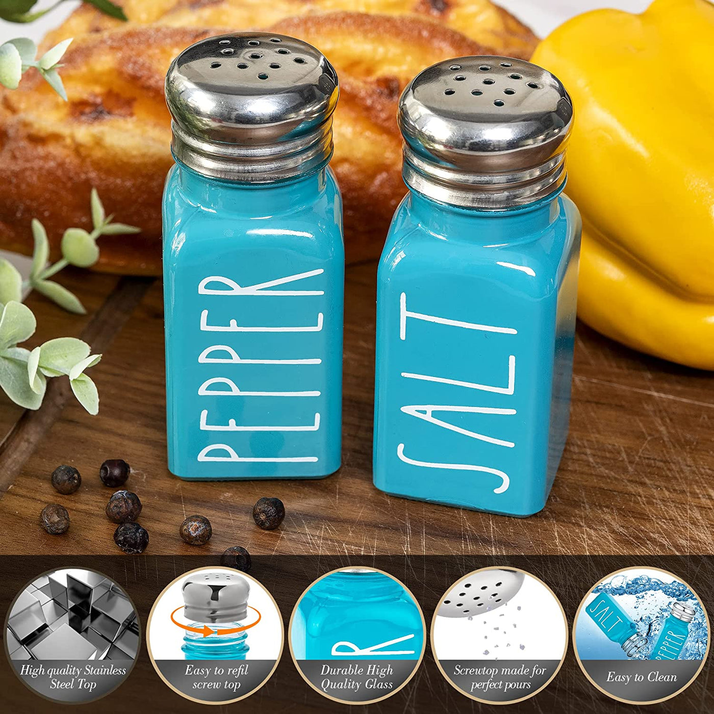 Teal Salt and Pepper Shakers Set by