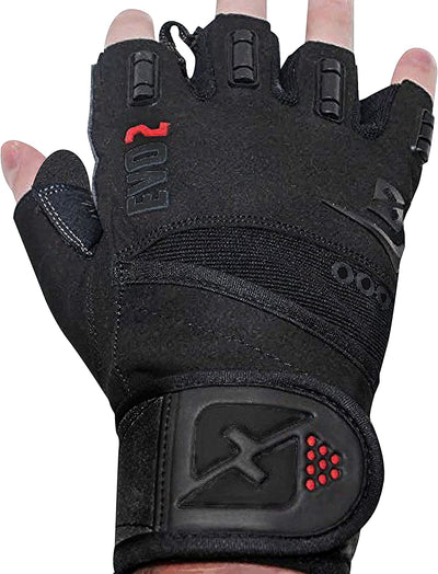 Evo 2 Weightlifting Gloves with Integrated Wrist Wrap Support-Double Stitching
