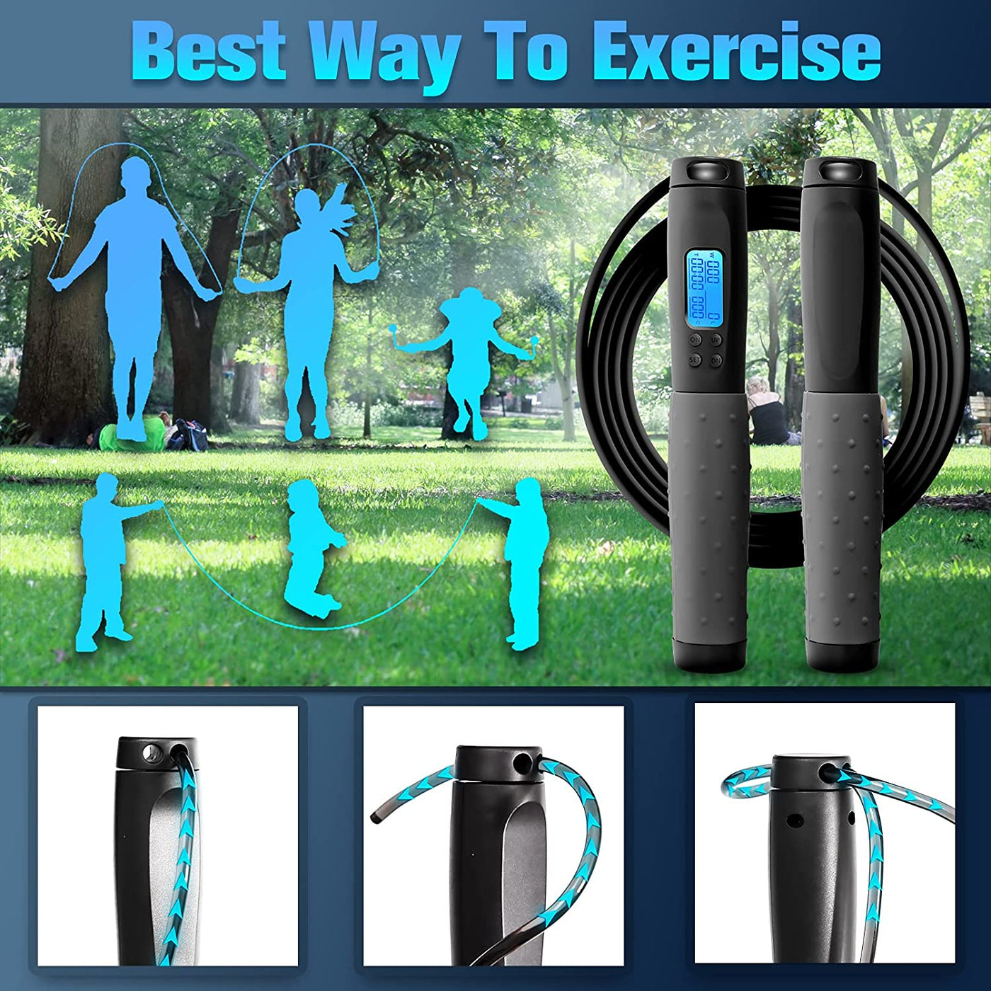 Jump Rope, Skipping Rope for Women Men Kids with Ball Bearings Rapid