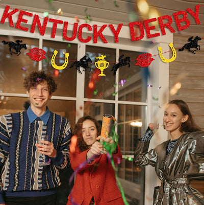 Glittery Kentucky Derby Banner Horse Racing