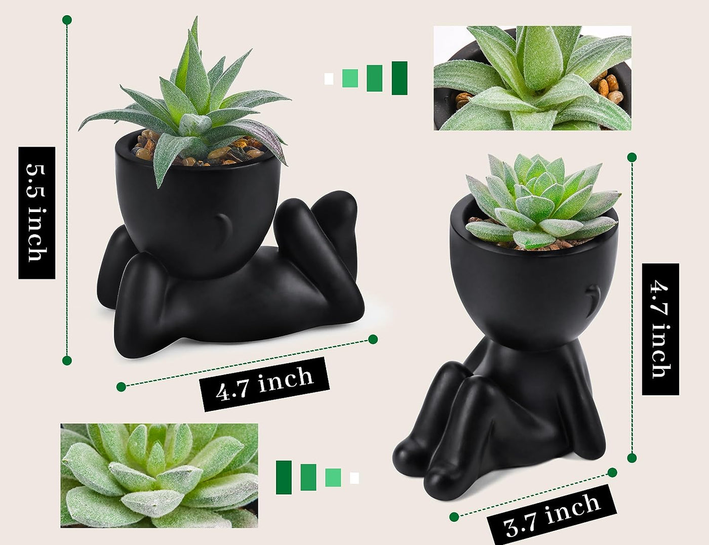 Set of 2 Fake Plants Artificial Succulent Plants