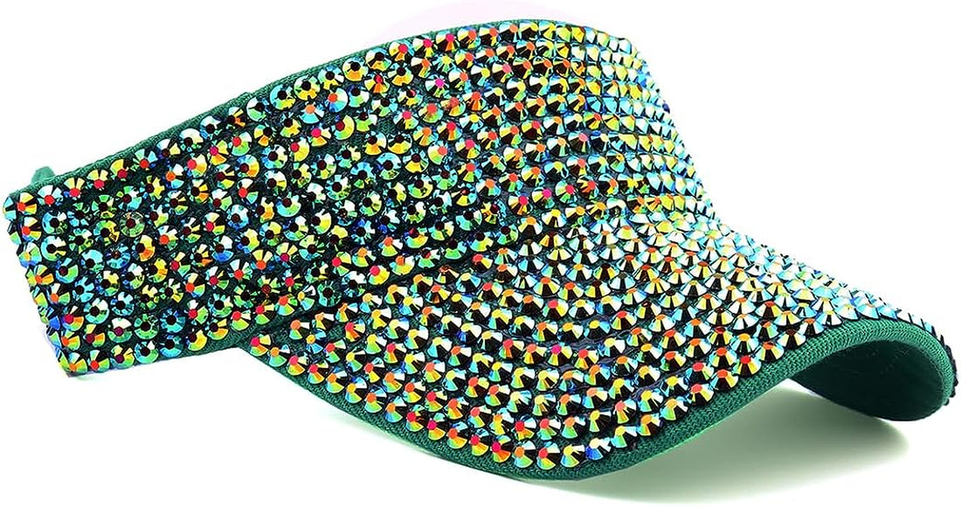 Shiny Rhinestones Sport Sun Visor Adjustable Summer Cap Visor Caps for Women Men