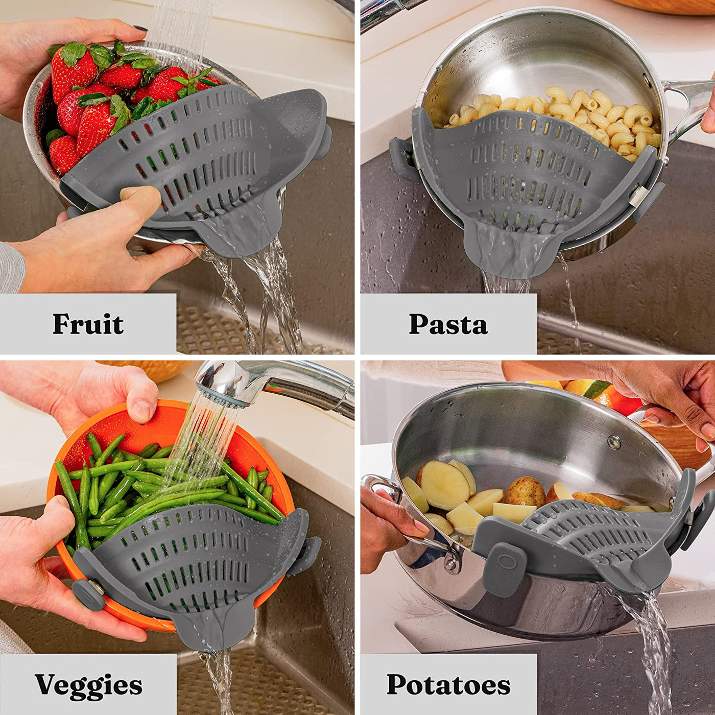 Snap N Strain Pot Strainer and Pasta Strainer