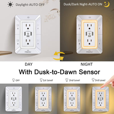 Surge Protector USB Outlet Extender