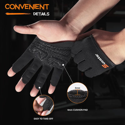 Partial Weight Lifting Gloves, 3/4 Finger Workout Gloves for Men Women