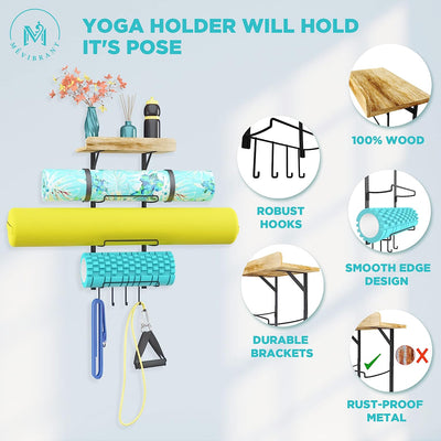 Yoga Mat Holder Wall Mount 3 Tier Rack and 1