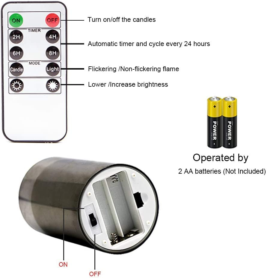 Gray Glass Battery Operated Flameless Led