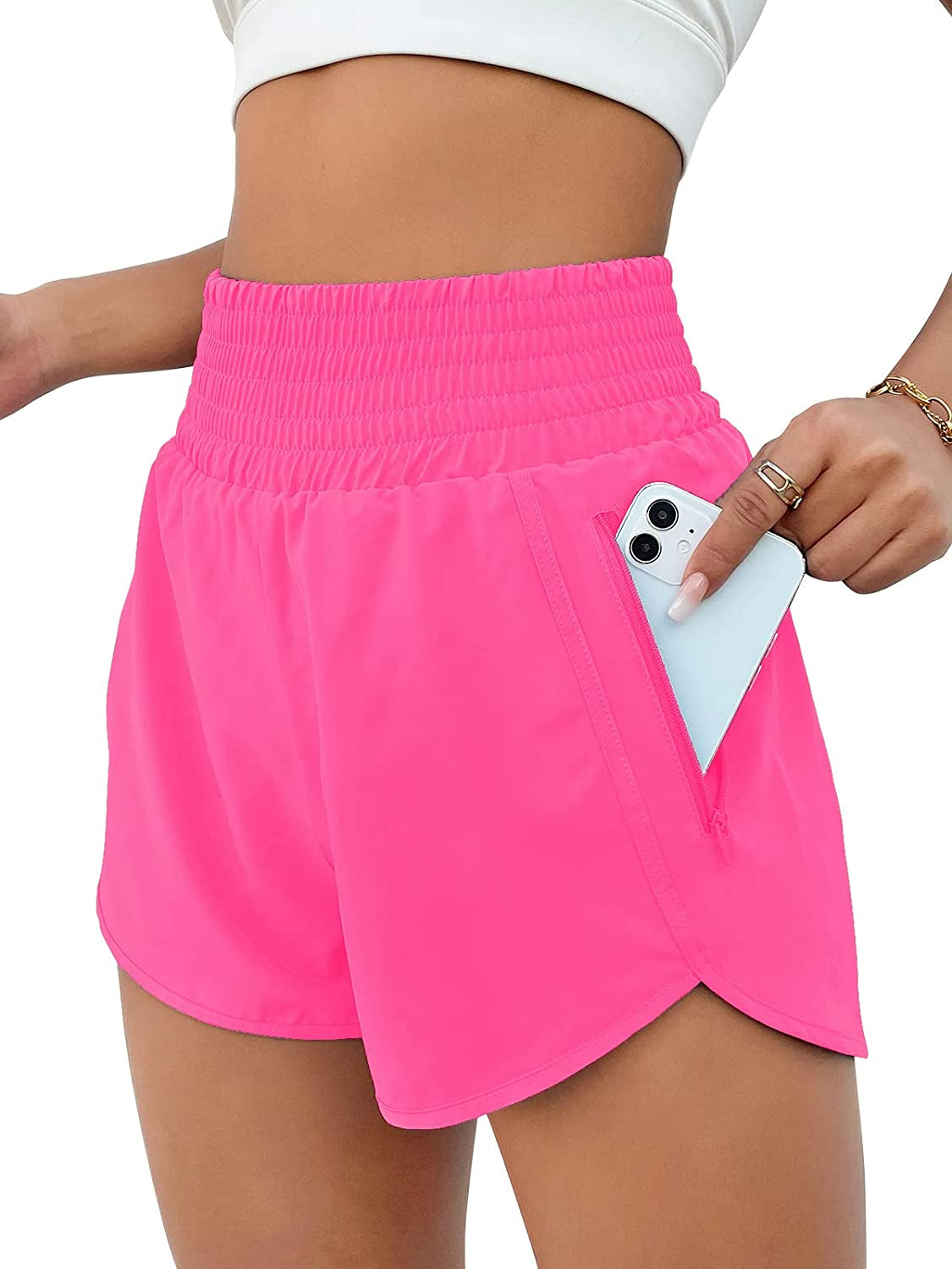 Women'S Athletic Shorts High Waisted Running Shorts Pocket Sporty