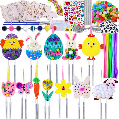 36 Sets Wooden Easter Wind Chimes Ornaments