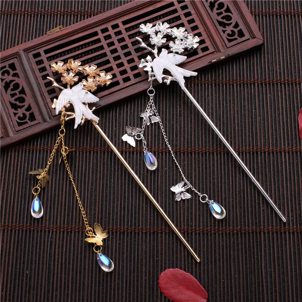 Chinese Hanfu Hair Sticks Ethnic Butterfly Flower Pendant