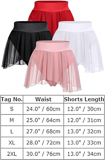 Women Flowy Pole Dance Shorts Rave Skirt Mesh Tulle Elastic