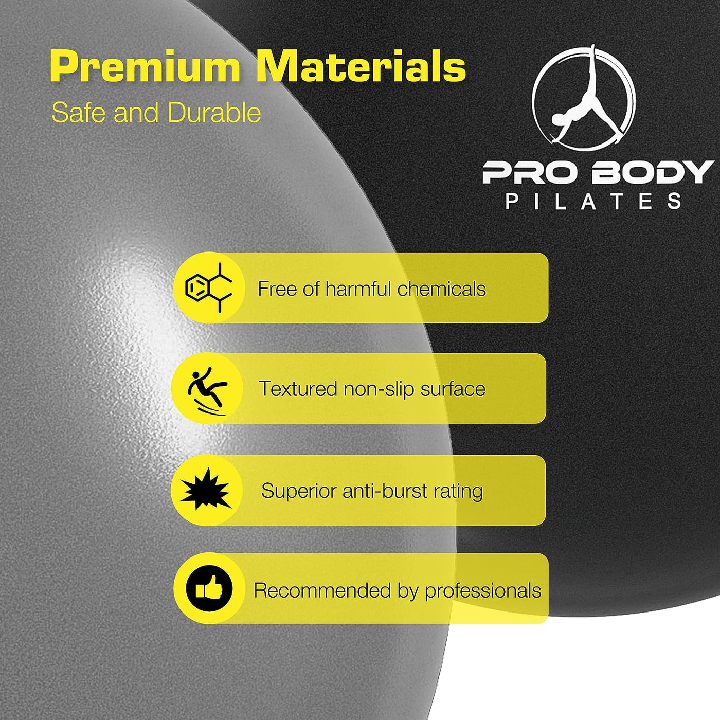 Probody Pilates Ball Small Exercise Ball, 9 Inch Bender Ball, Mini Soft