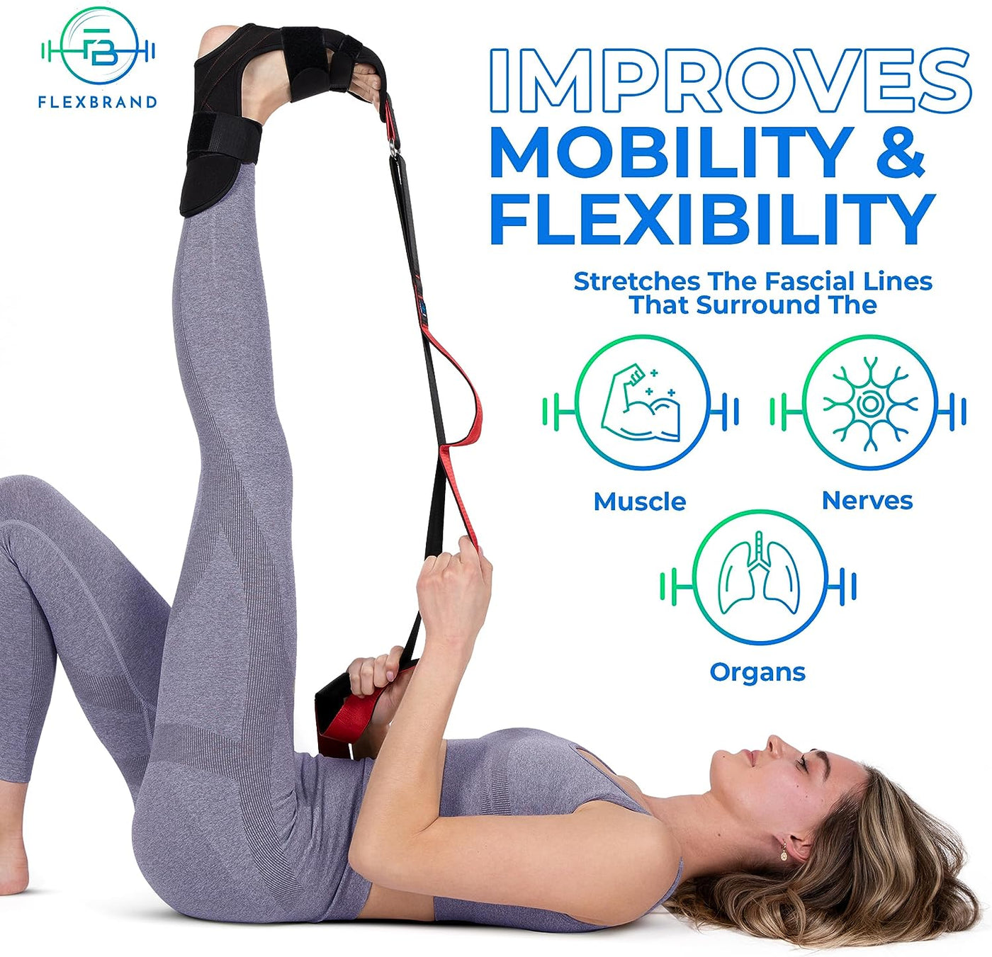 Fascia Stretcher Yoga Stretching Strap, Nylon Strap Exercise