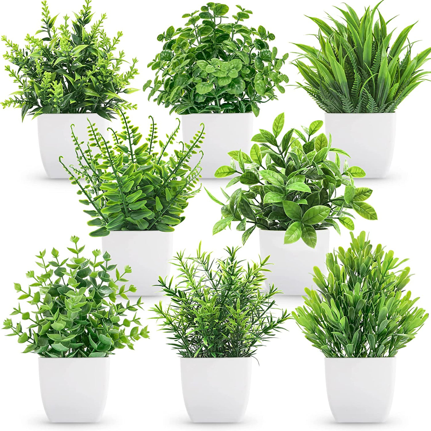 8 Packs Fake Plants Small Artificial Faux Potted Plants